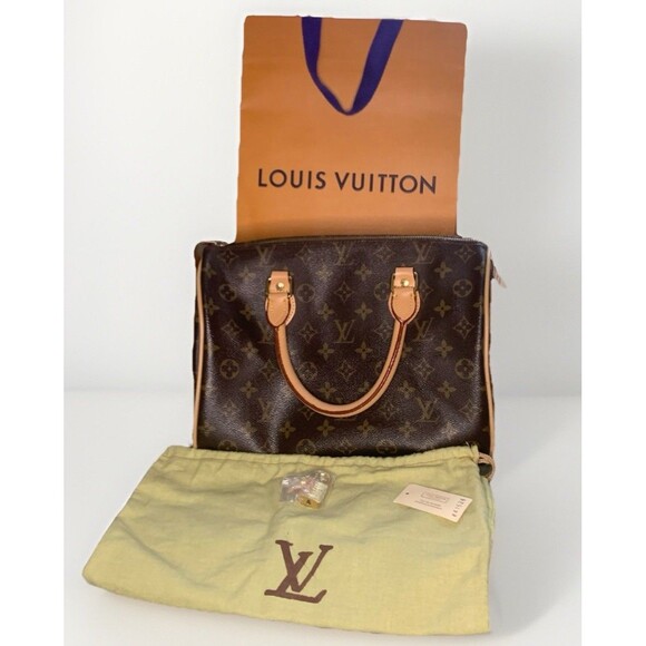 FAUX Louis Vuitton Speedy 30 Monogram Canvas Lock Key Hand Bag Vintage Purse - Picture 1 of 12